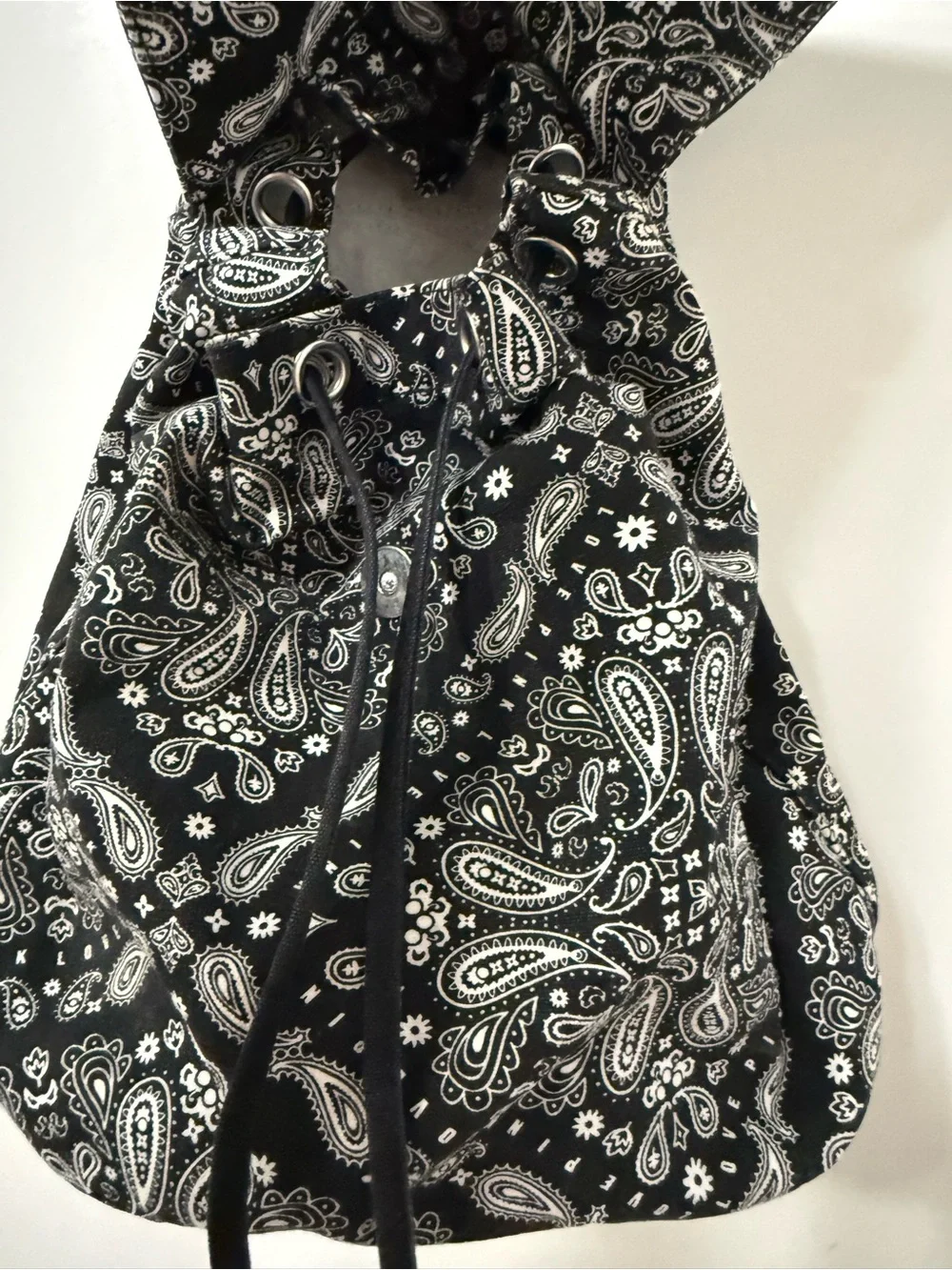 Pink Victoria’s Secret Black Paisley Drawstring Backpack - Casual Women’s Bag